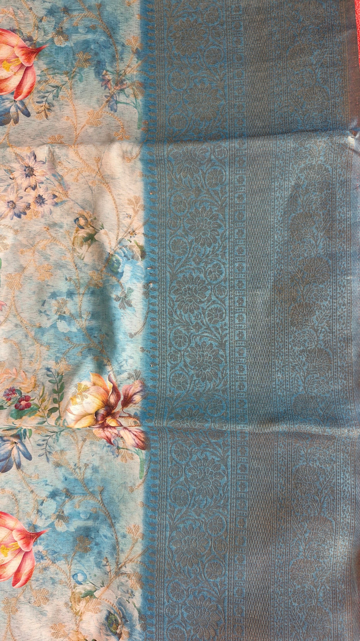 TURQUIOSE GREEN ORGANZA SAREE