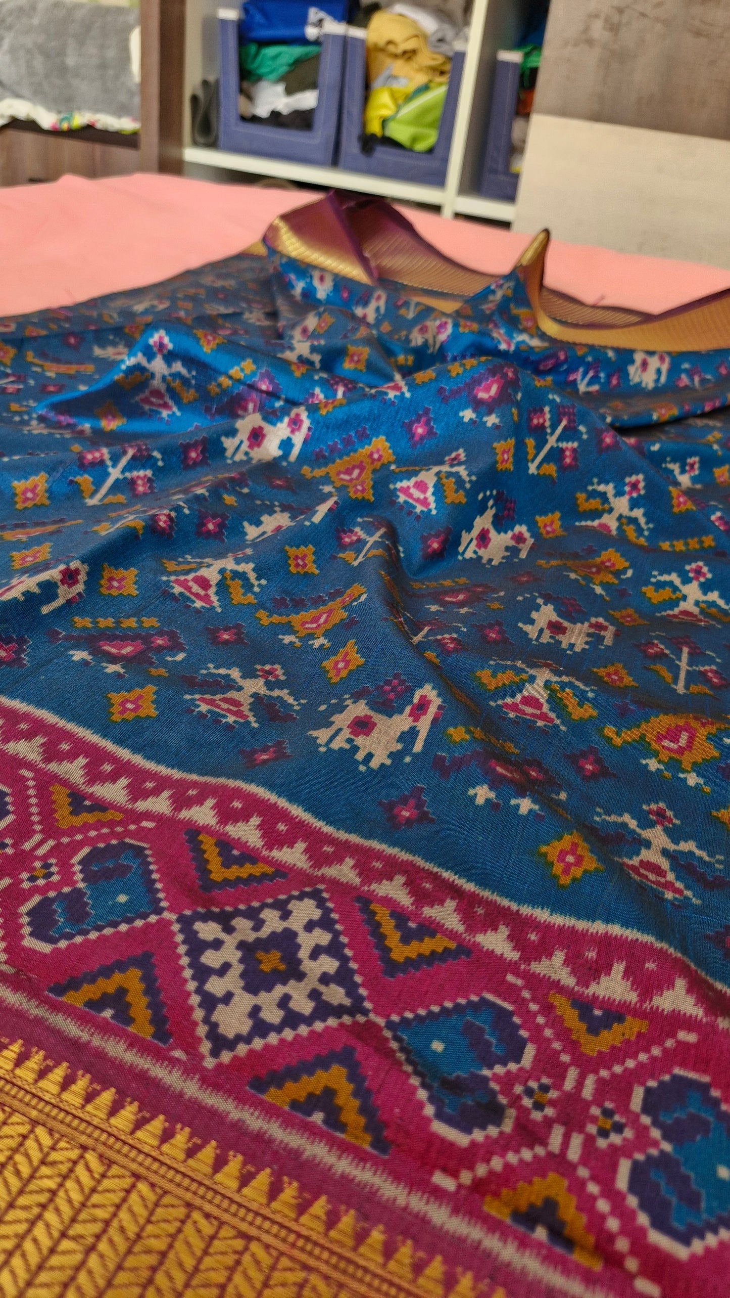 BLUE POCHAMPALLI SILK SAREE