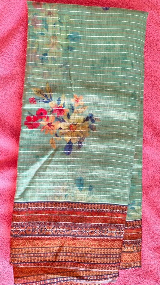 PISTA GREEN COTTON SAREE