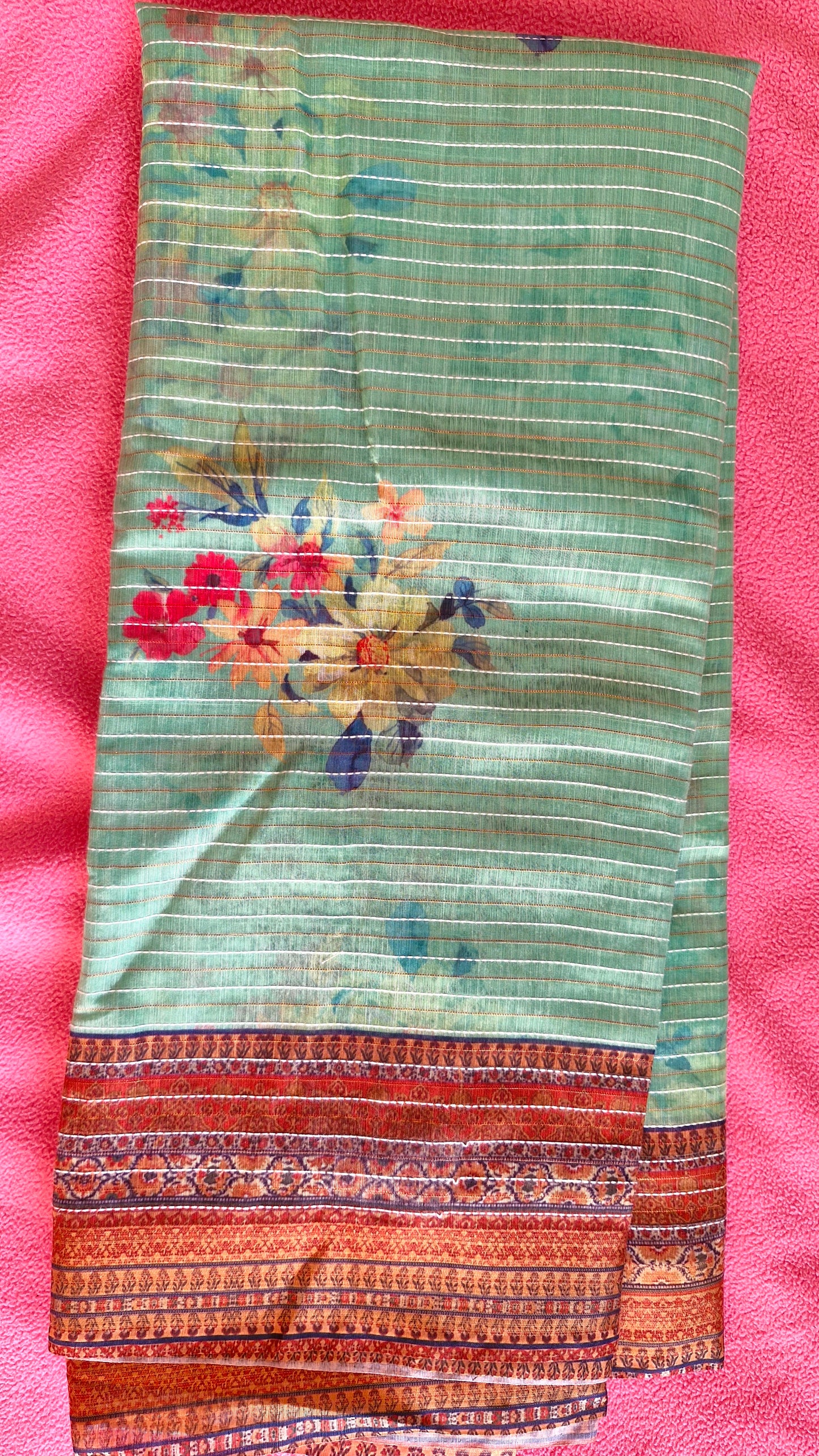 PISTA GREEN COTTON SAREE
