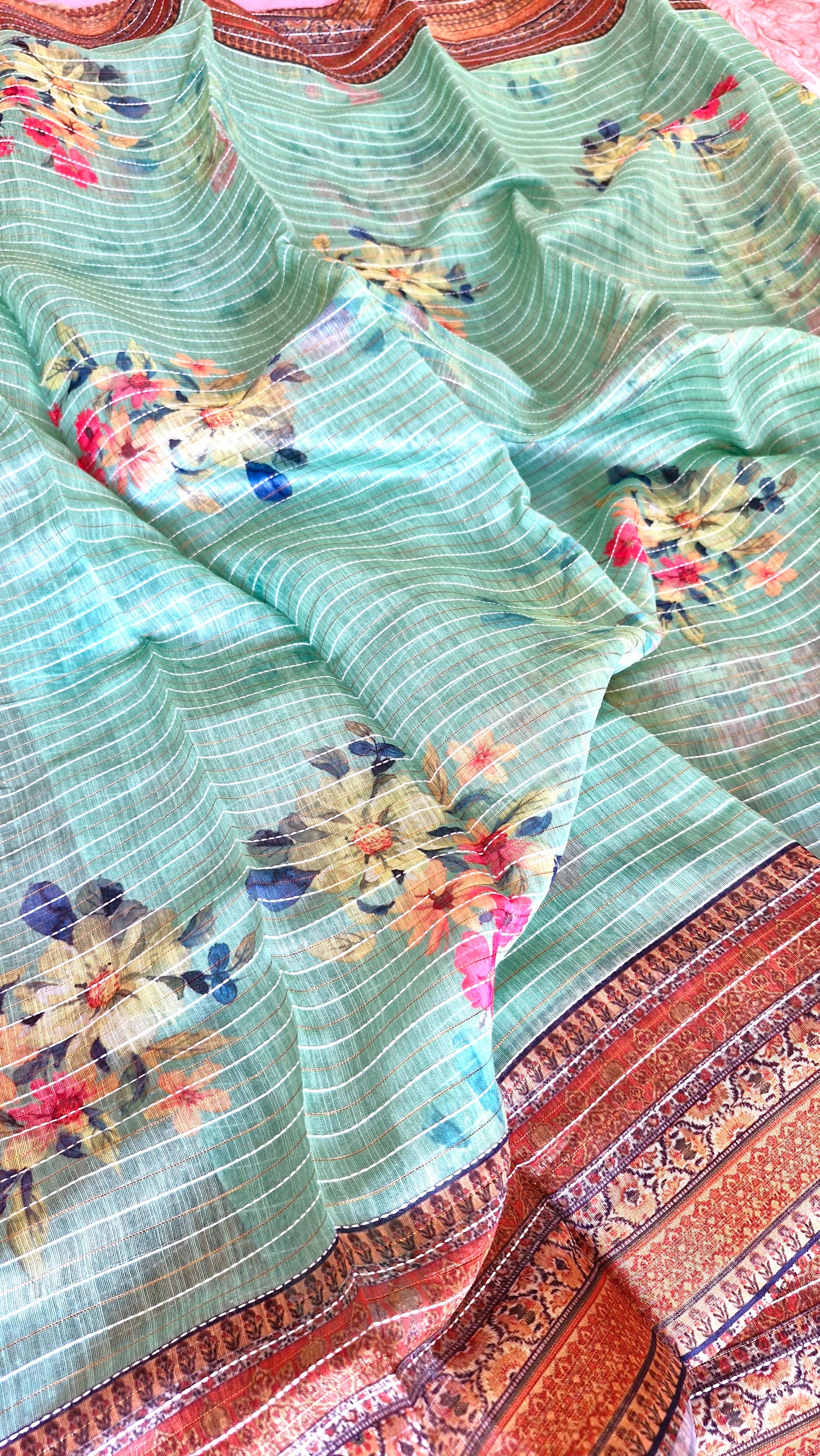 PISTA GREEN COTTON SAREE
