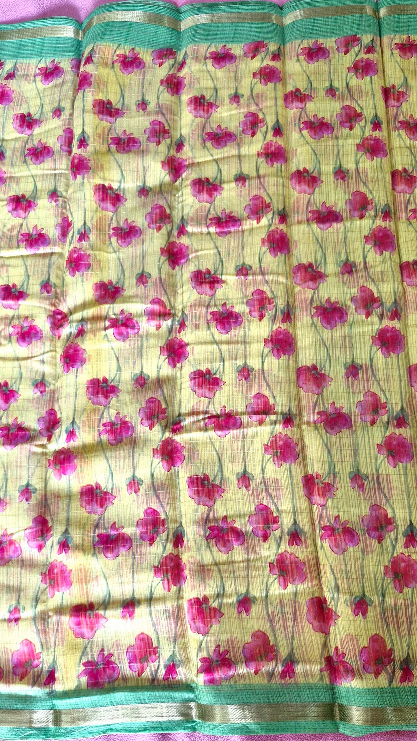 YELLOW COTTON SAREE
