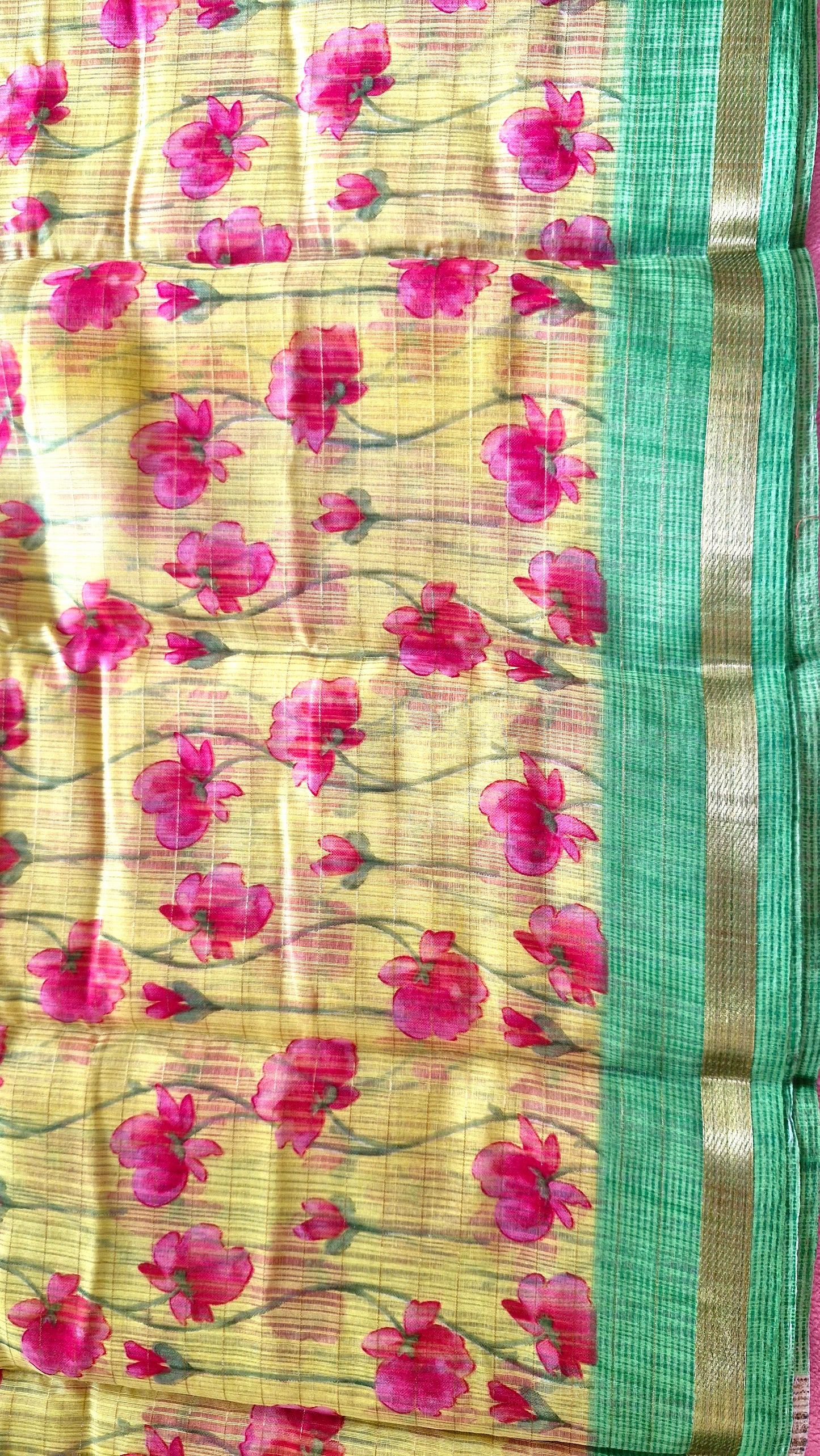 YELLOW COTTON SAREE