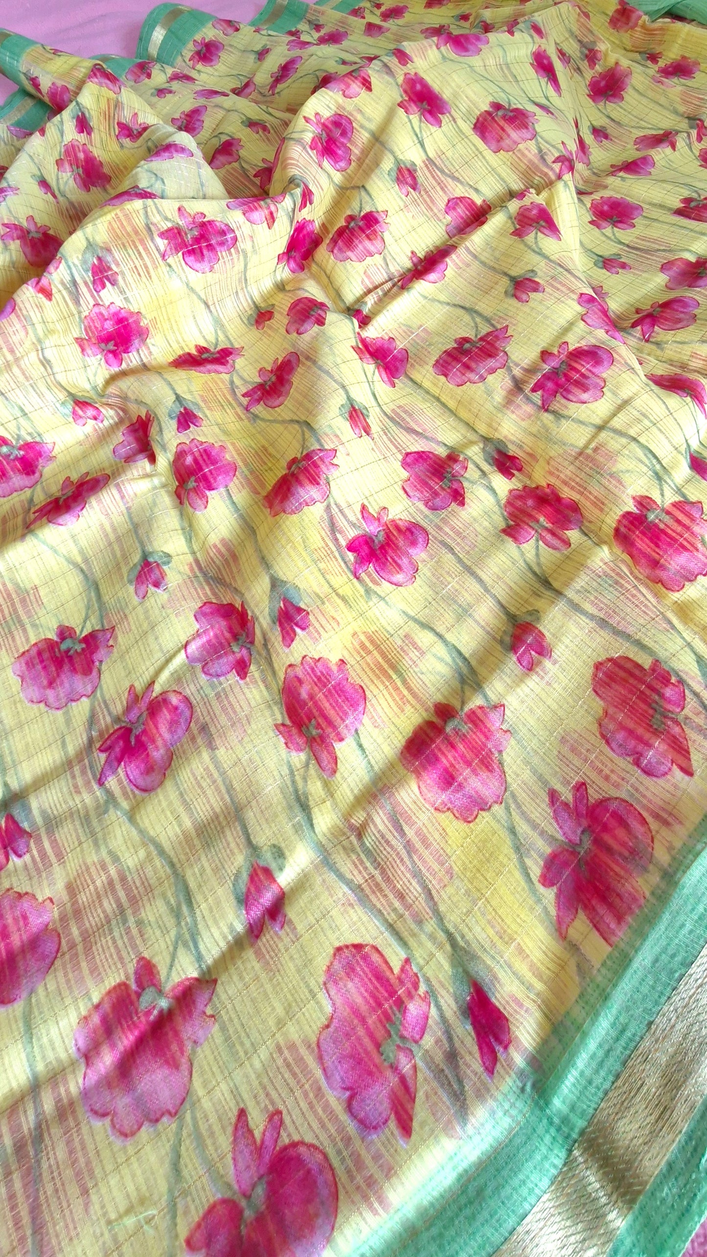 YELLOW COTTON SAREE