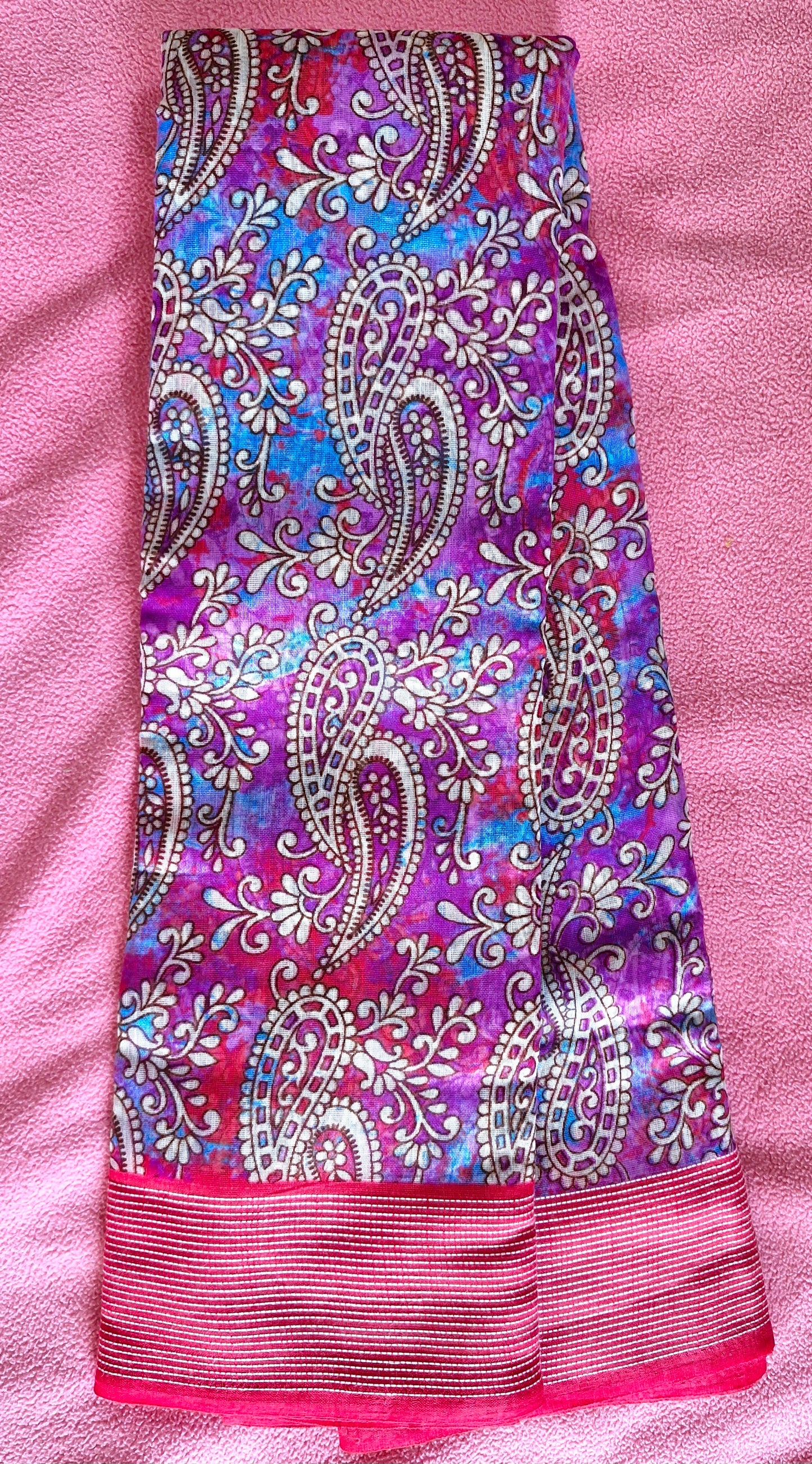 PURPLE RED COTTON SAREE