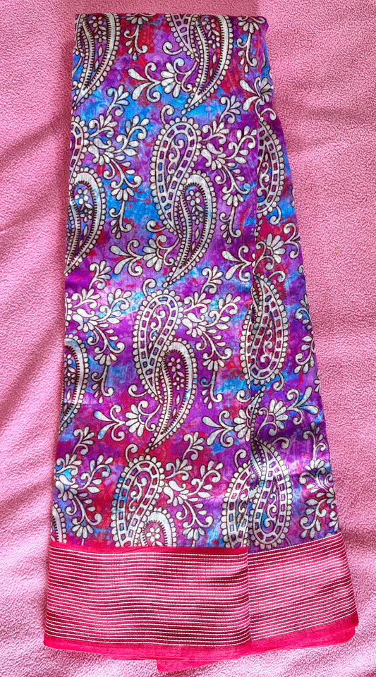 PURPLE RED COTTON SAREE