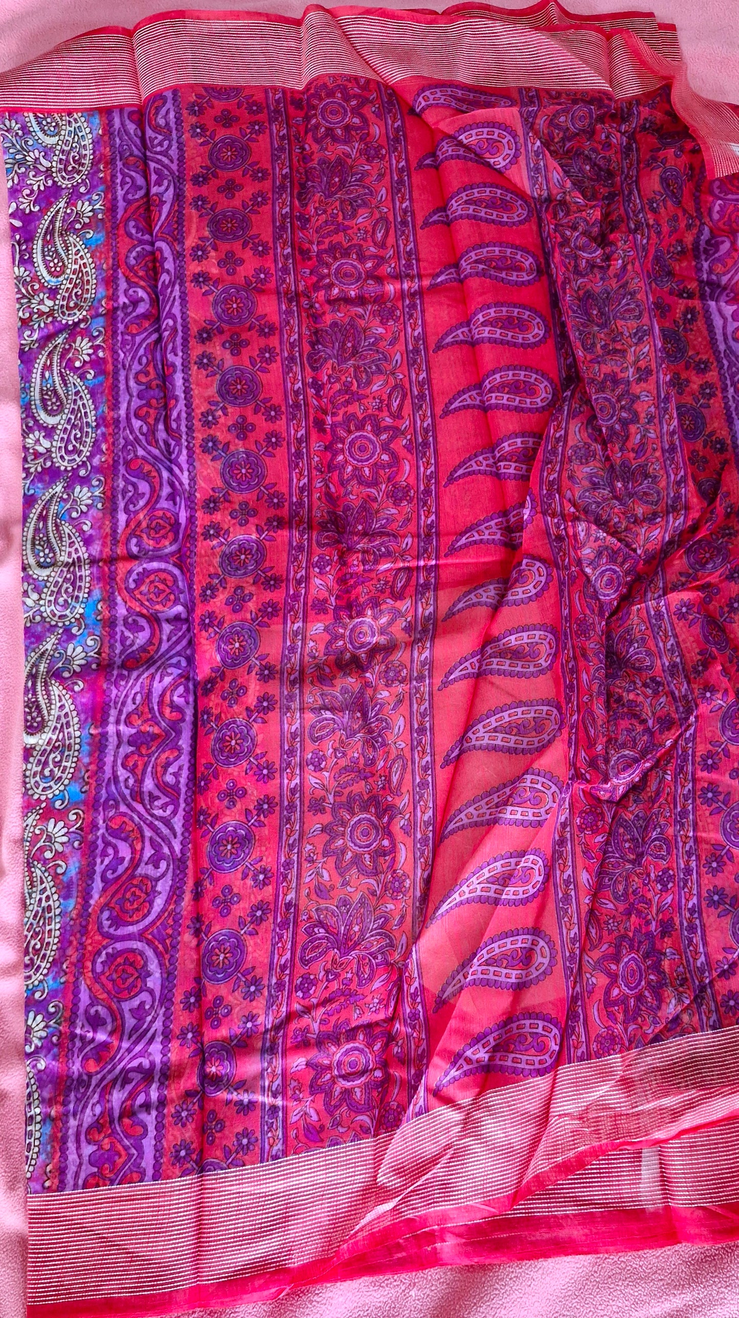 PURPLE RED COTTON SAREE