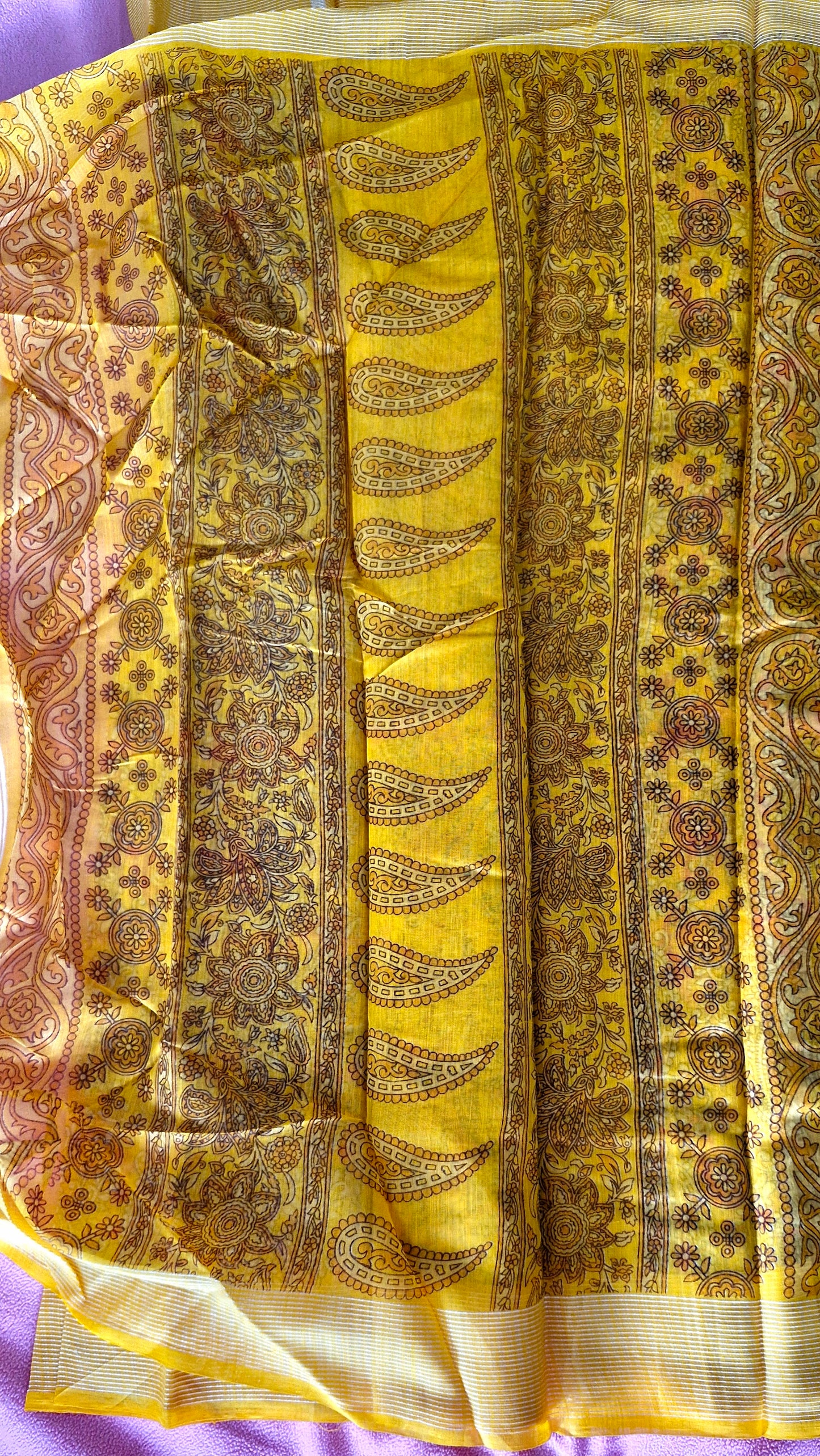 YELLOW RED COTTON SAREE