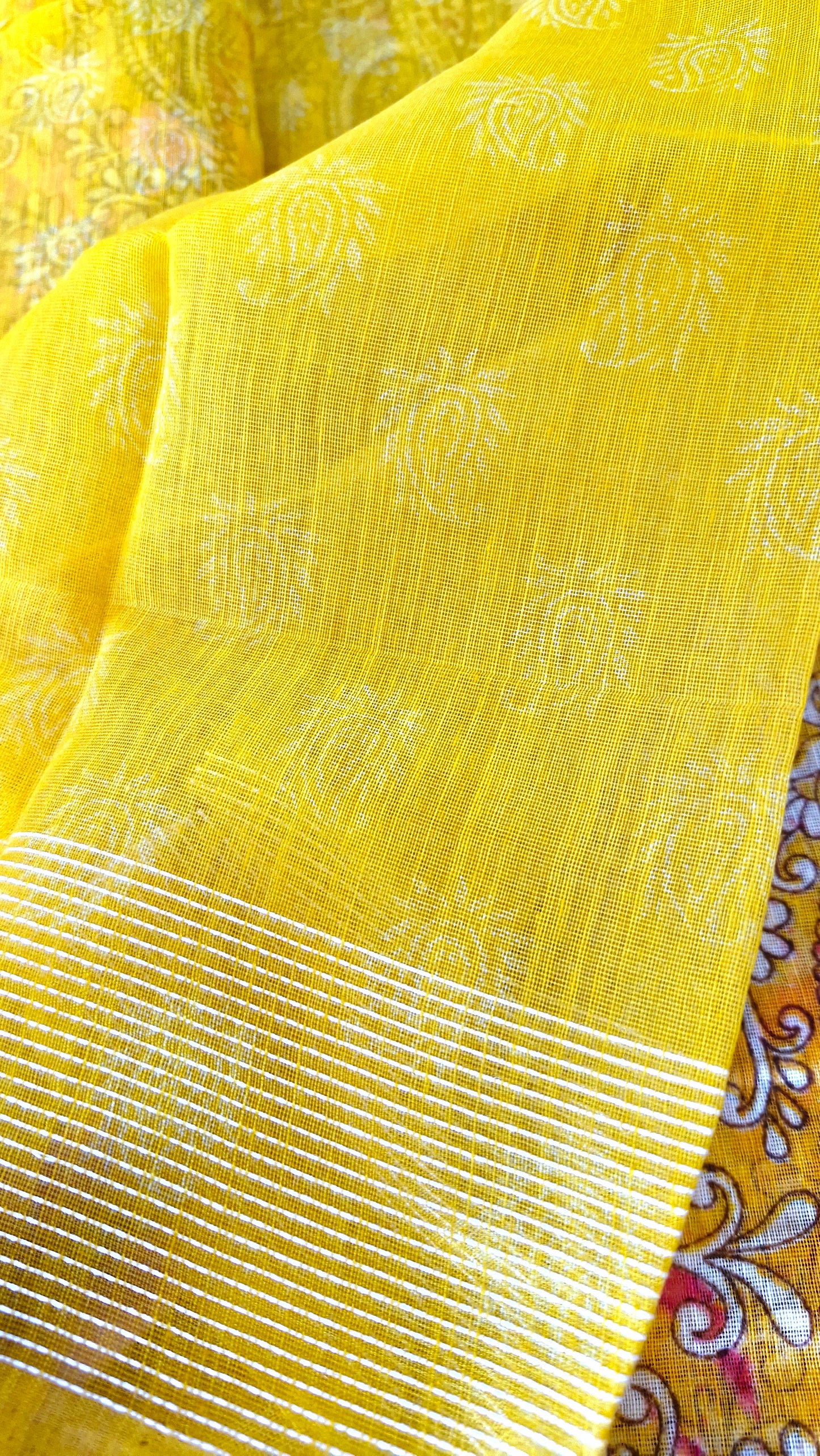 YELLOW RED COTTON SAREE