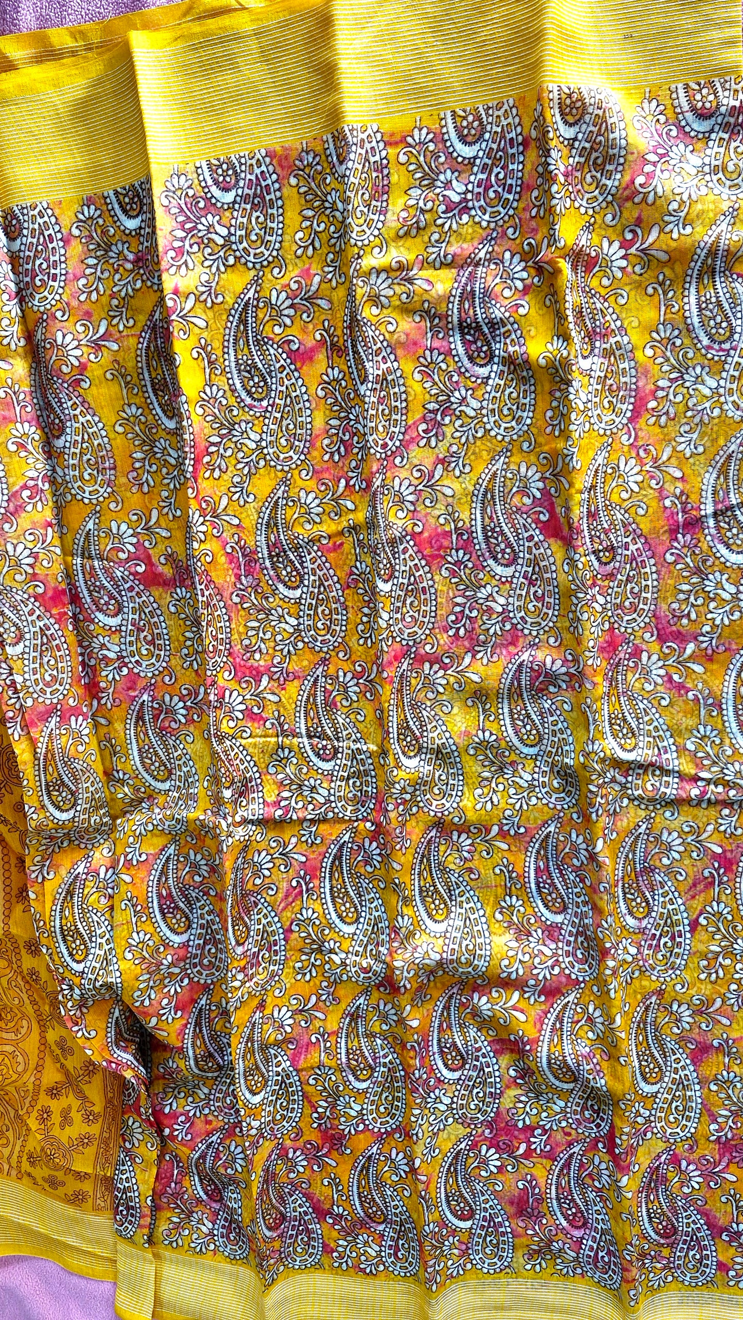 YELLOW RED COTTON SAREE