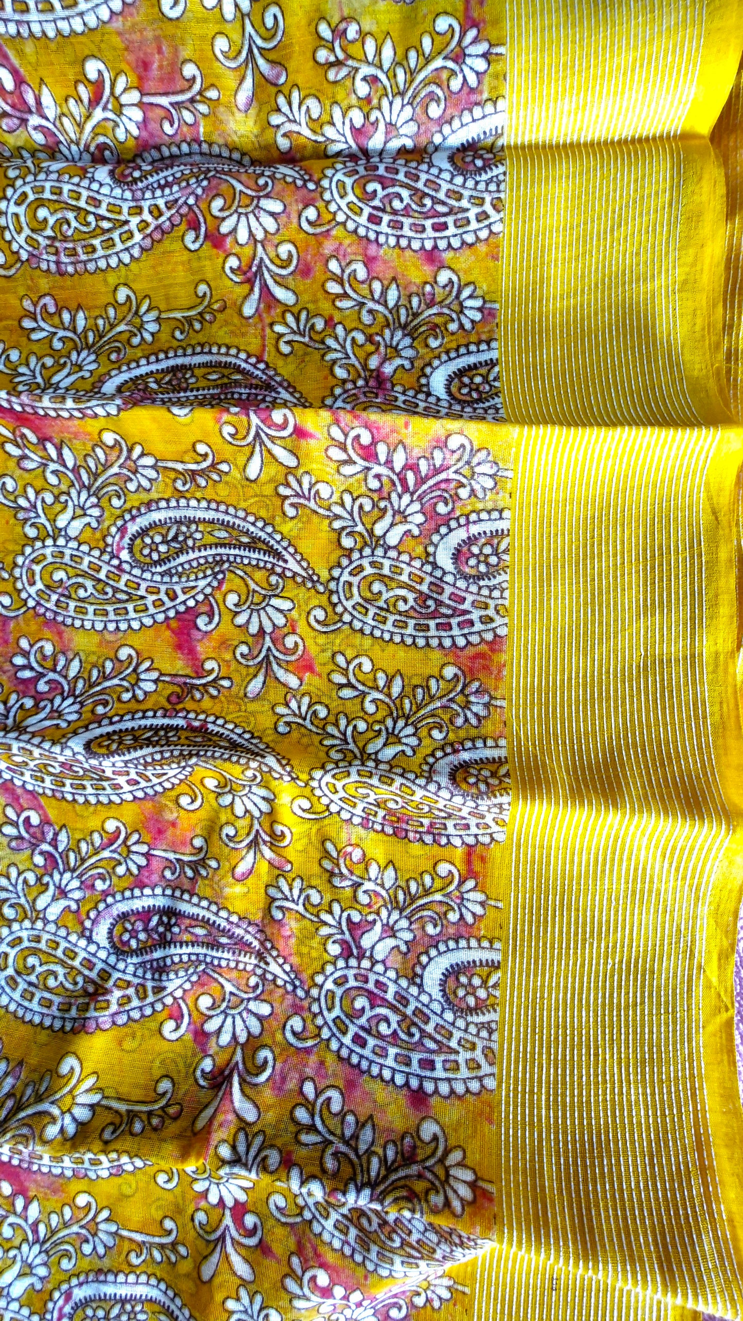 YELLOW RED COTTON SAREE
