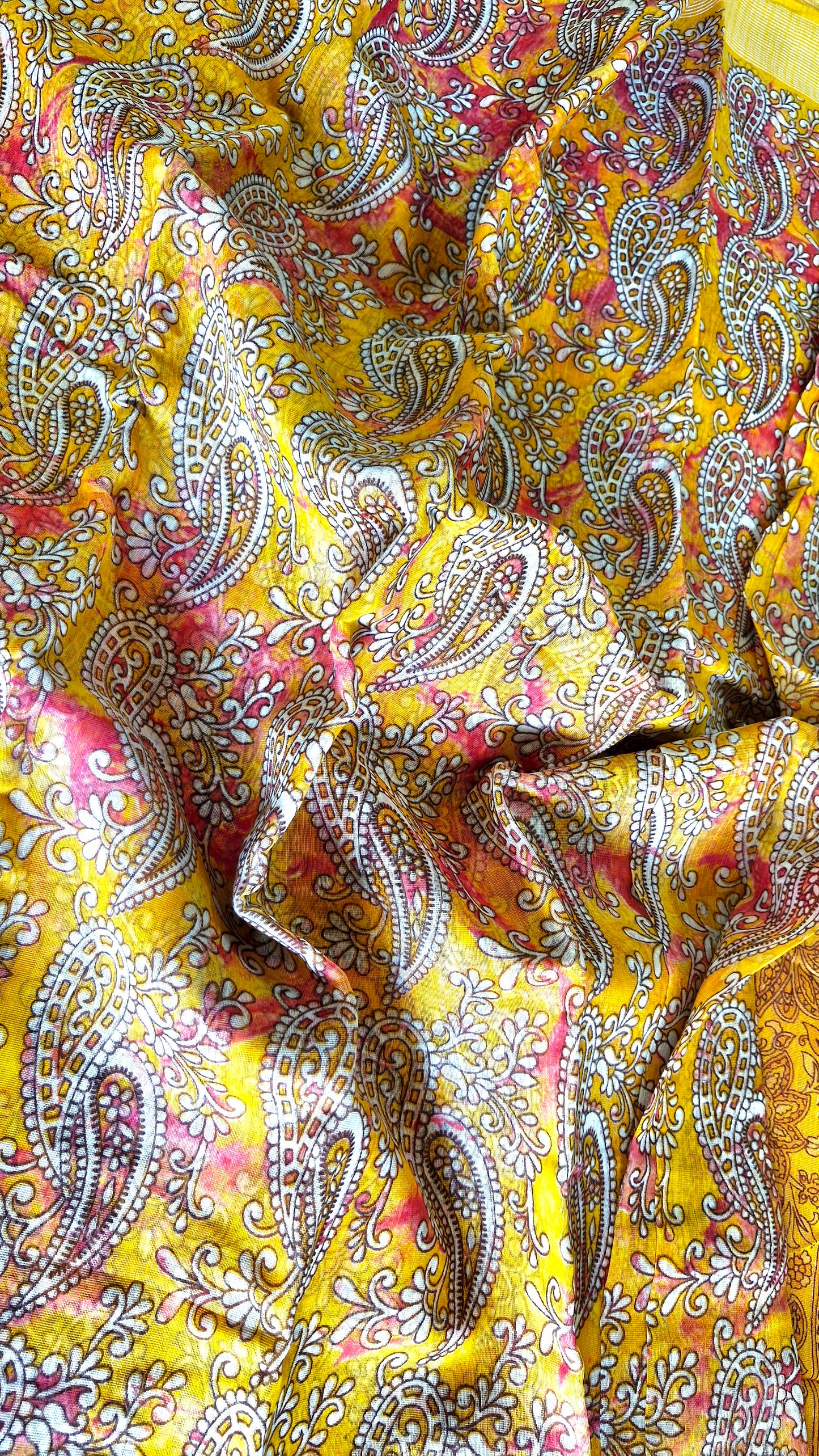 YELLOW RED COTTON SAREE