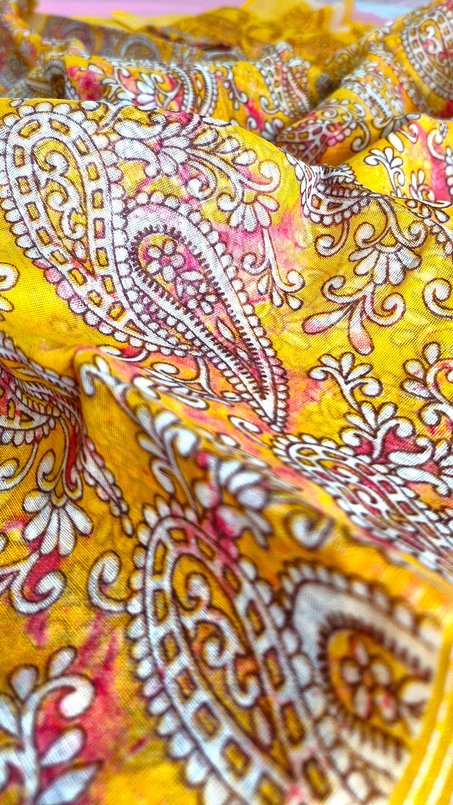 YELLOW RED COTTON SAREE