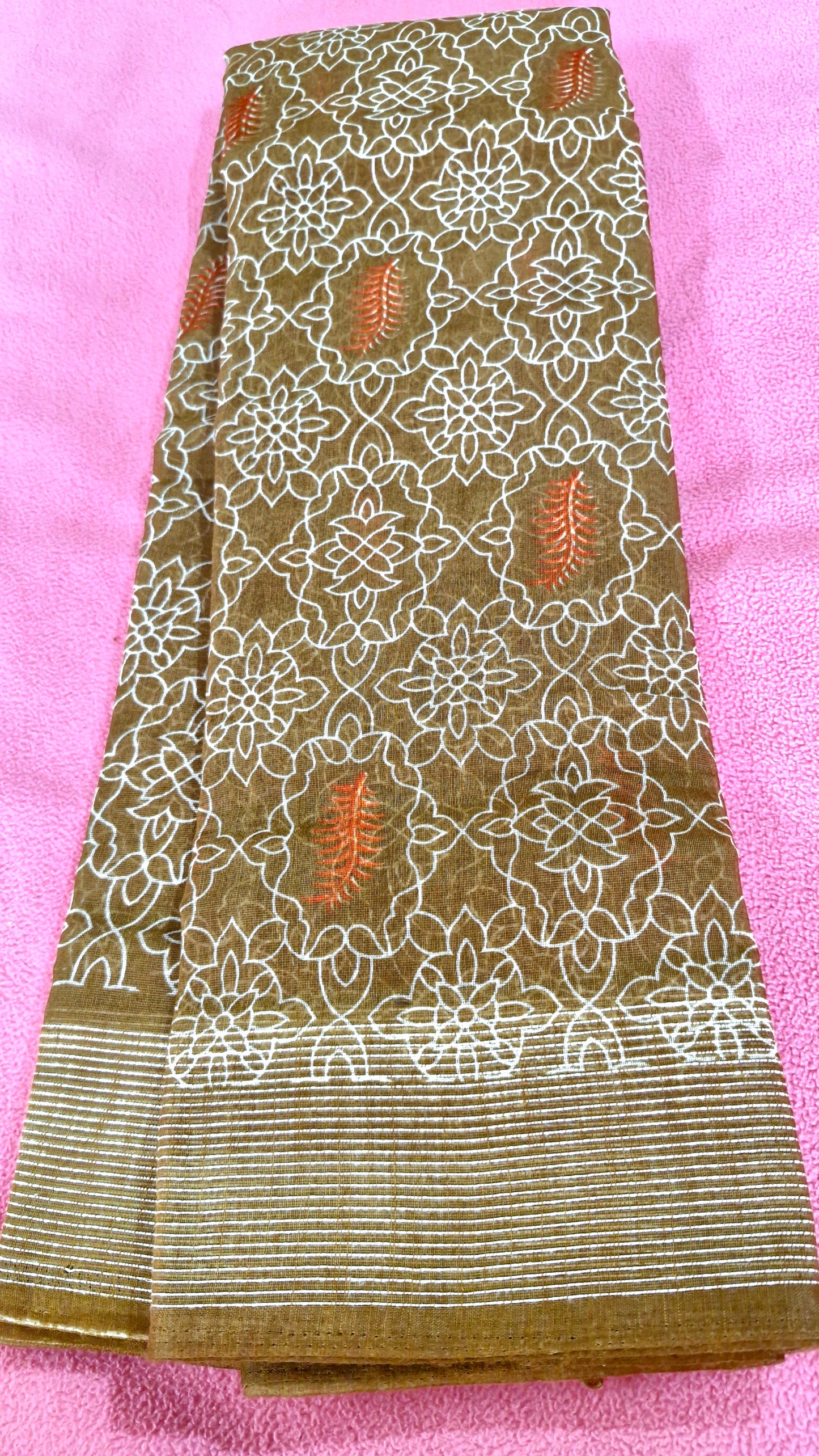 MUSTARD BIEGE COTTON SAREE