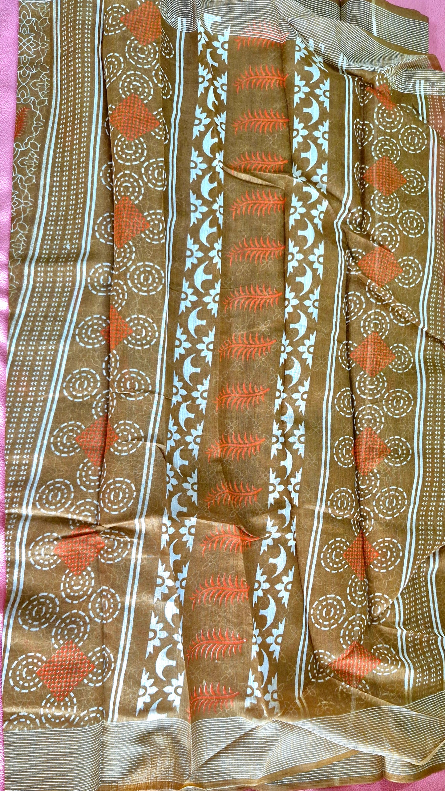 MUSTARD BIEGE COTTON SAREE