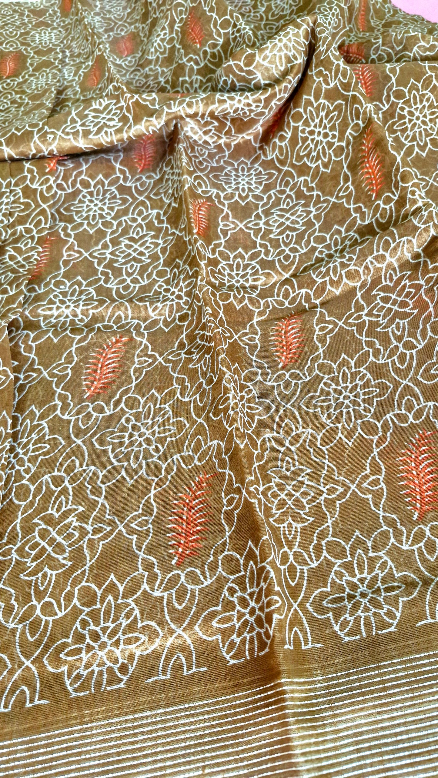 MUSTARD BIEGE COTTON SAREE