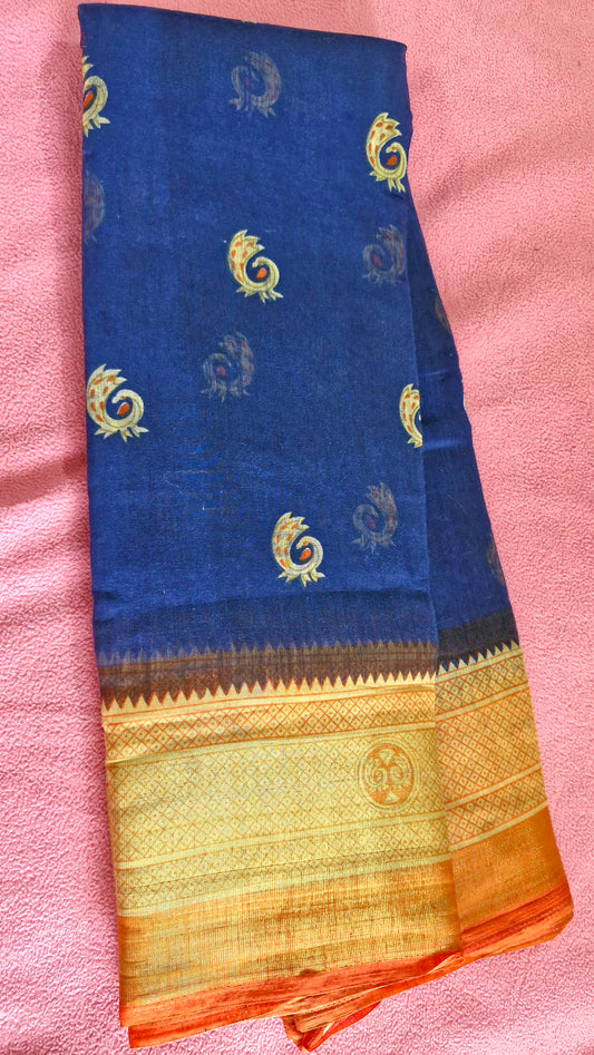 ROYAL BLUE COTTON SAREE