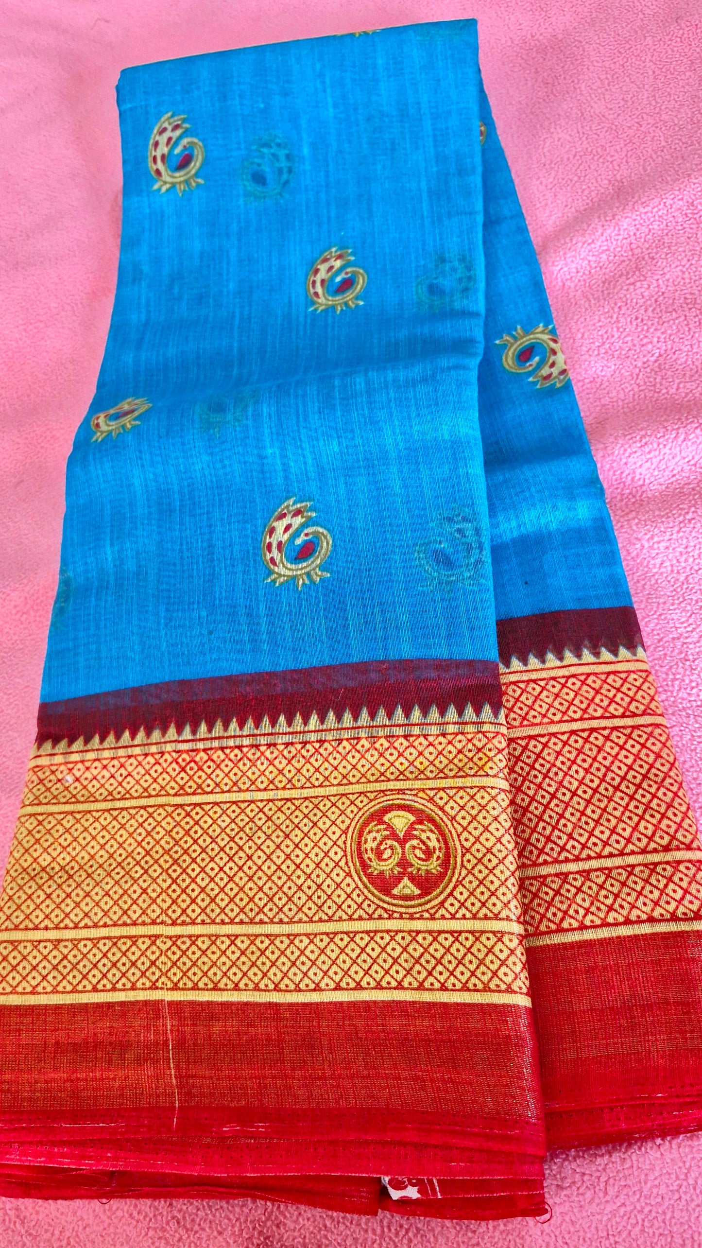 BLUE COTTON SAREE