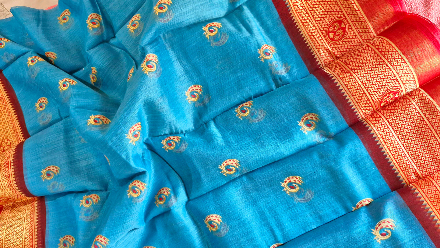 BLUE COTTON SAREE