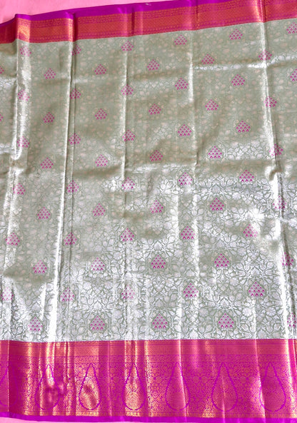 LIGHT PISTACHIO GREEN SILK SAREE