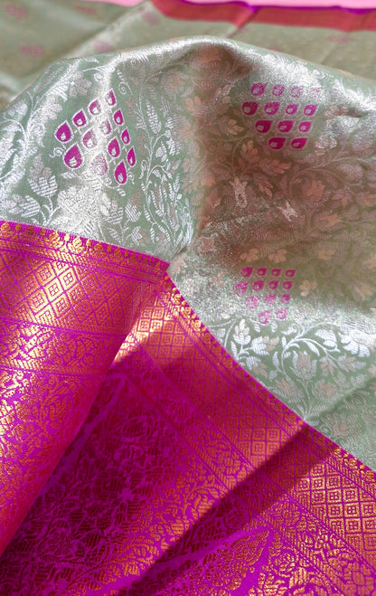 LIGHT PISTACHIO GREEN SILK SAREE