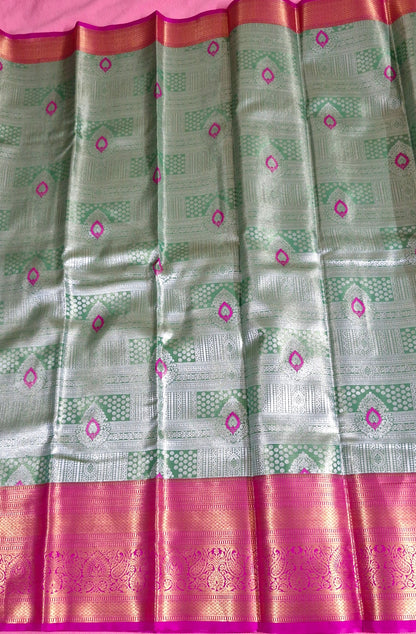 LIGHT PARROT GREEN SILK SAREE