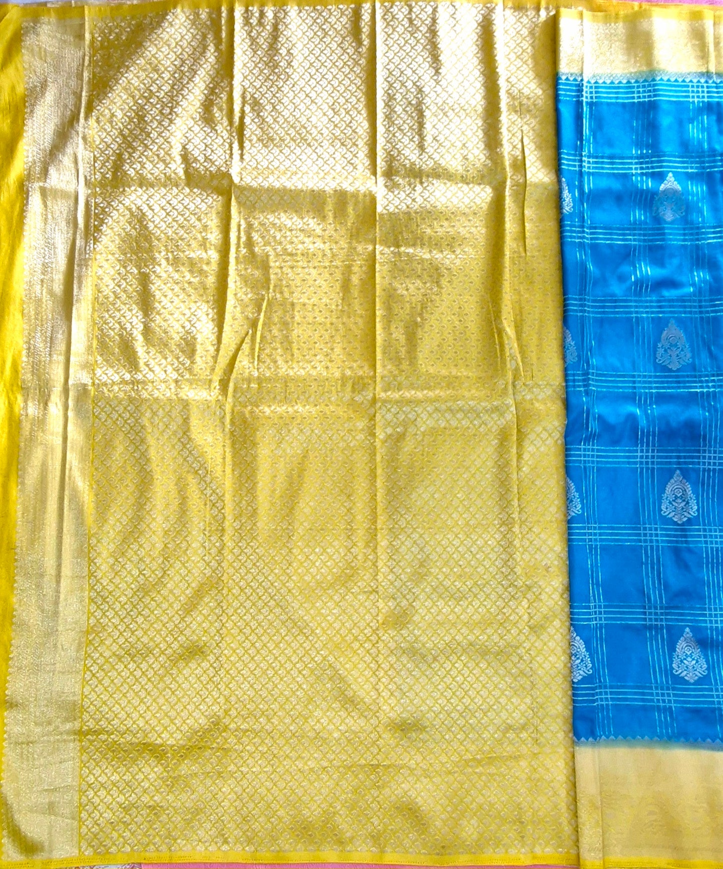 SKY BLUE KHADDI GEORGETTE SAREE