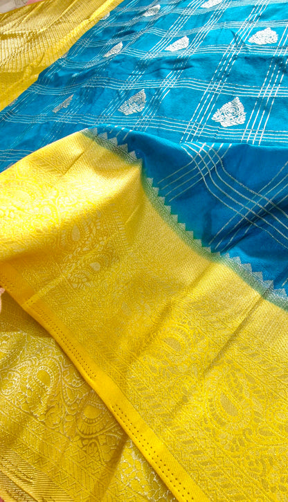 SKY BLUE KHADDI GEORGETTE SAREE