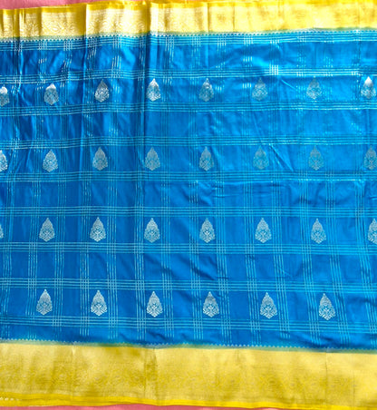 SKY BLUE KHADDI GEORGETTE SAREE
