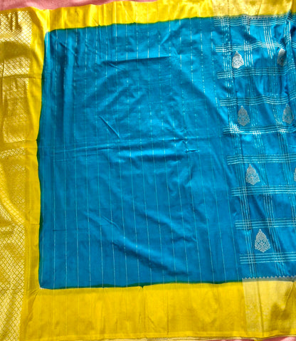 SKY BLUE KHADDI GEORGETTE SAREE