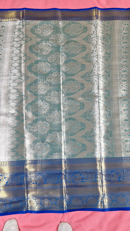 TURQUOISE GREEN TISSUE SILK SAREE