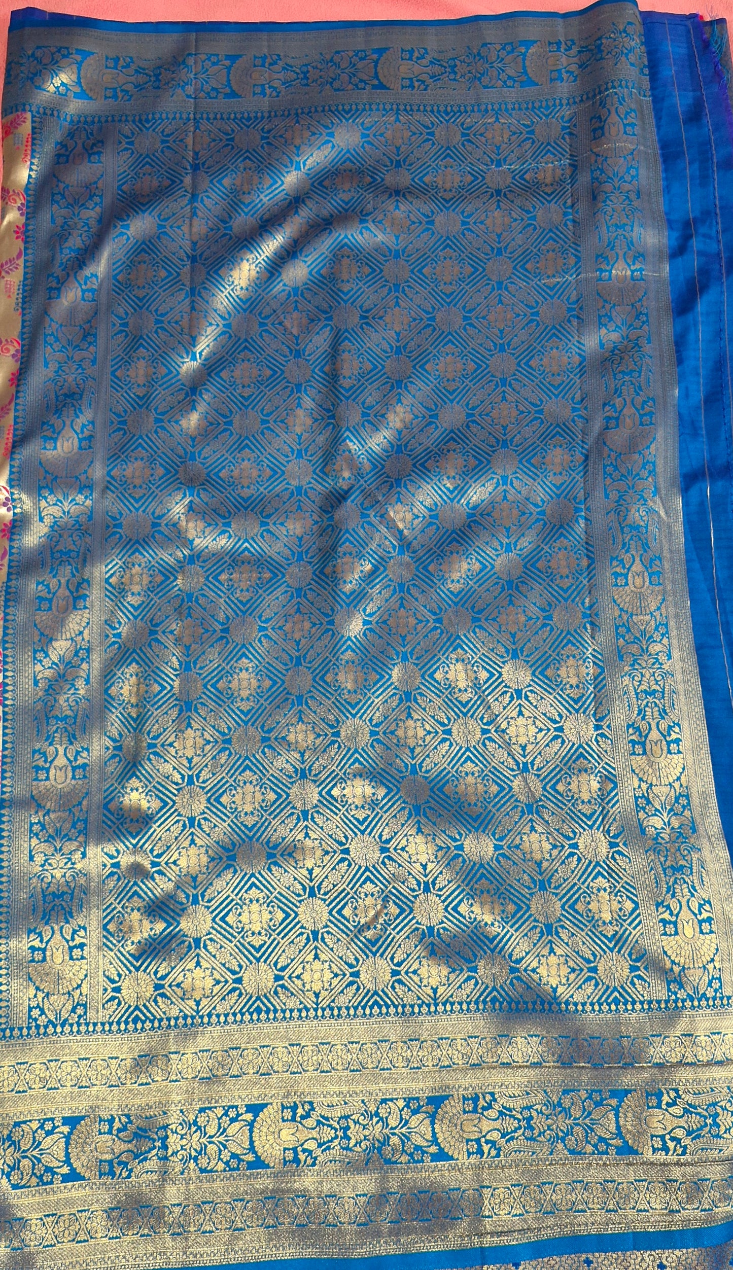 SILVER GOLD DUAL TONE SILK SAREE