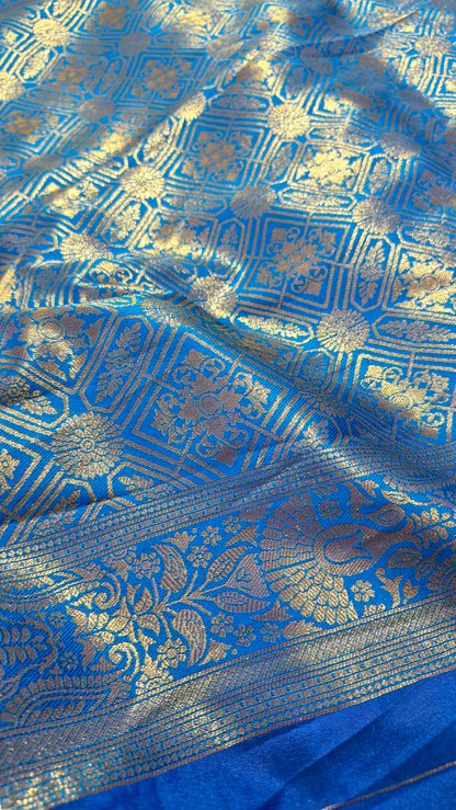 SILVER GOLD DUAL TONE SILK SAREE