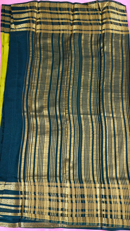 PARROT GREEN CREPE SILK SAREE