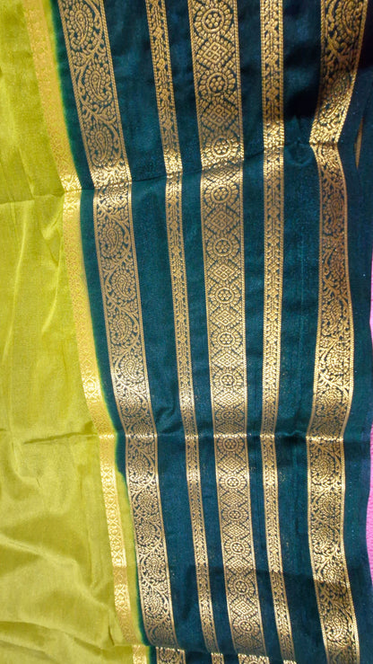 PARROT GREEN CREPE SILK SAREE