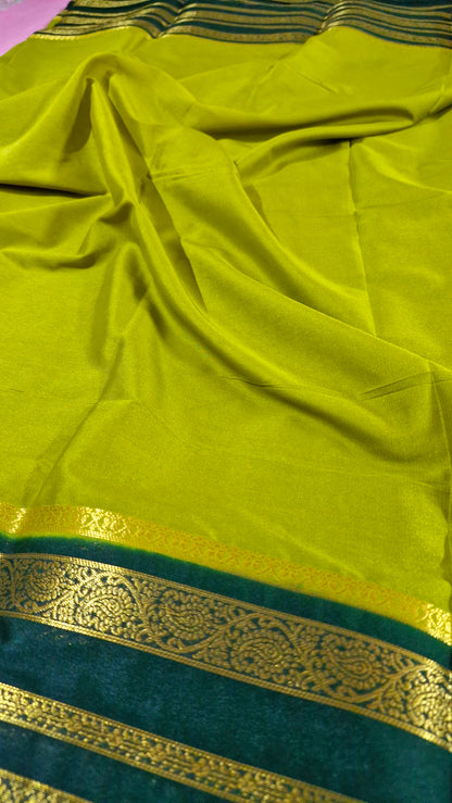 PARROT GREEN CREPE SILK SAREE