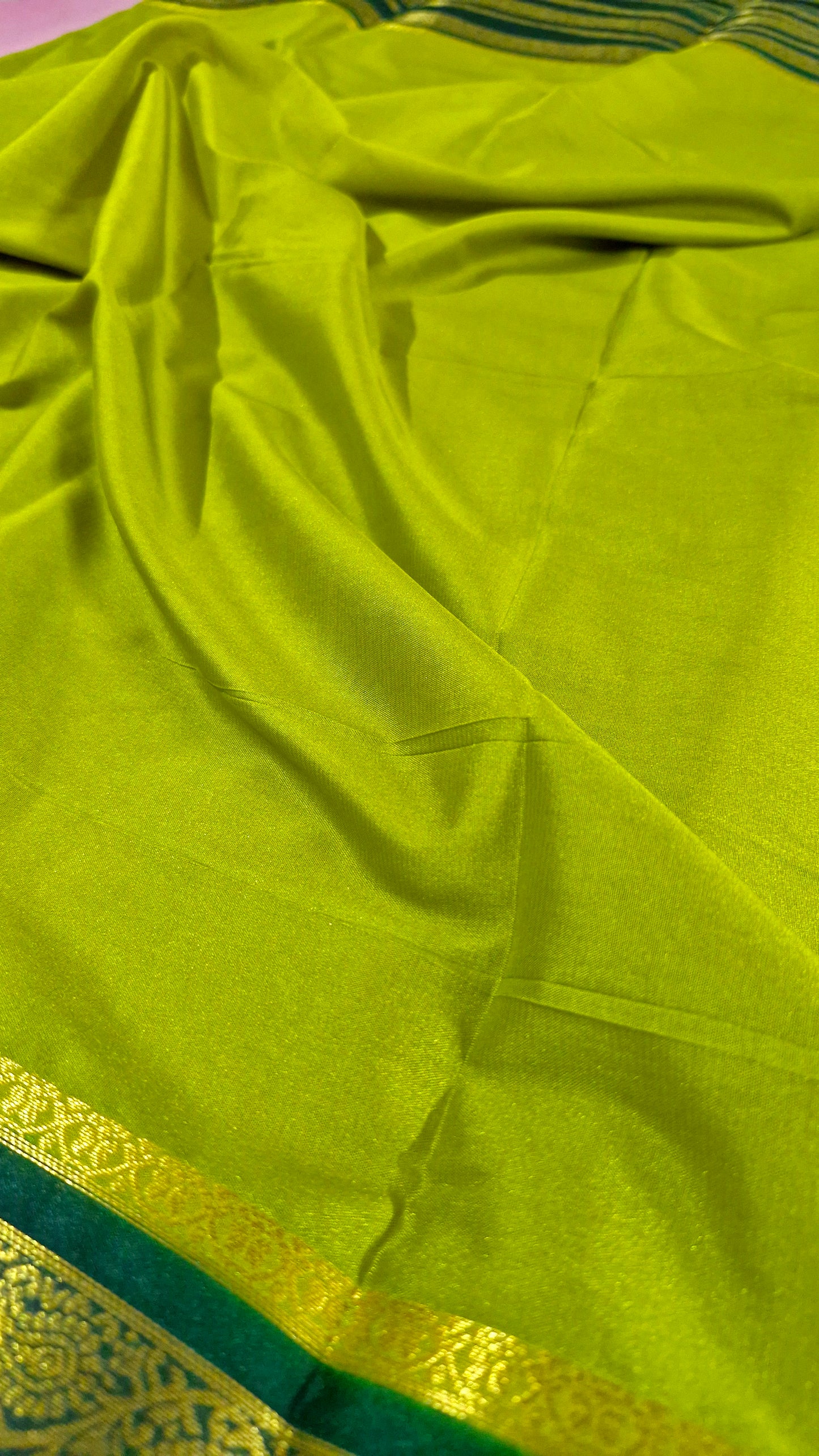 PARROT GREEN CREPE SILK SAREE