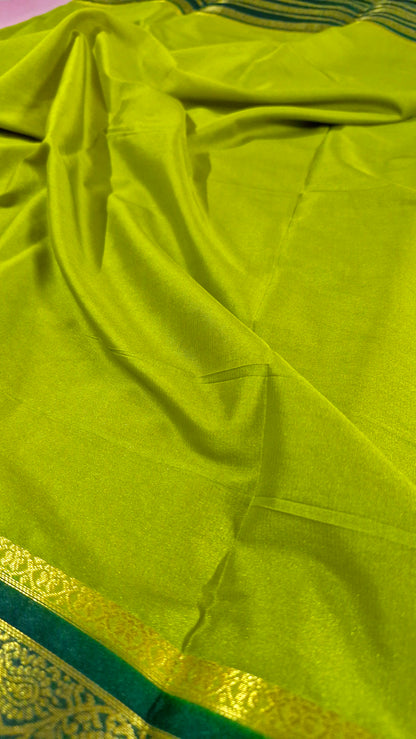PARROT GREEN CREPE SILK SAREE