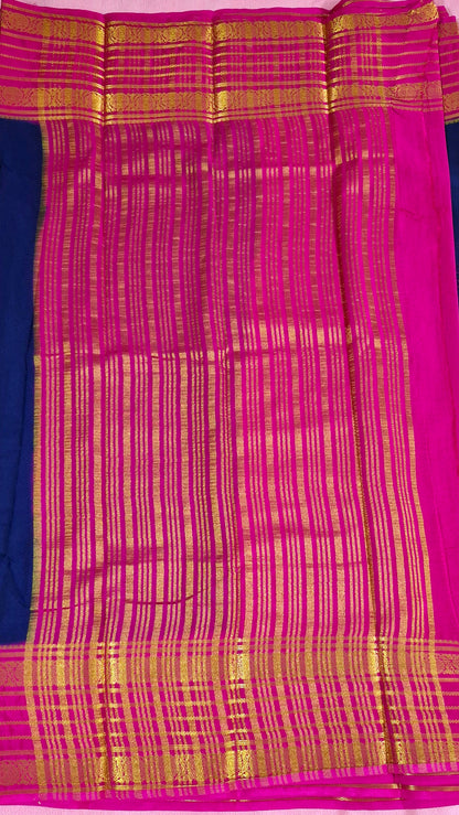 ROYAL BLUE MAGENTA CREPE SILK SAREE
