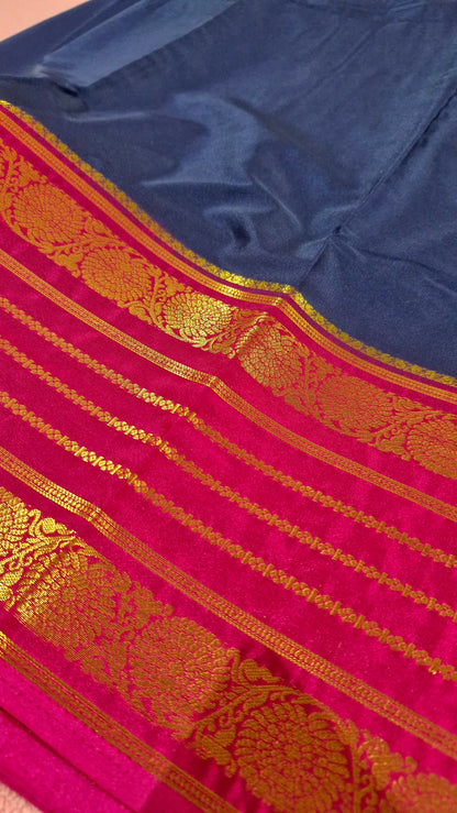 ROYAL BLUE MAGENTA CREPE SILK SAREE