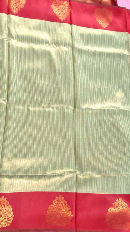 CREAMISH GOLDEN SILK SAREE