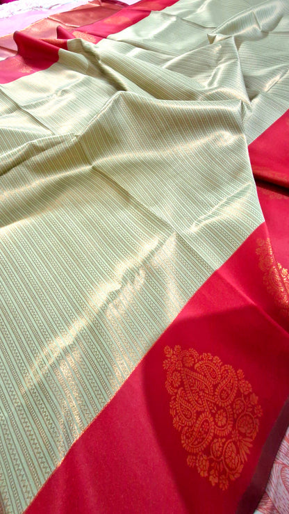 CREAMISH GOLDEN SILK SAREE