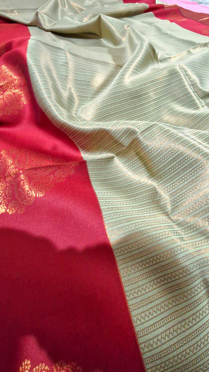 CREAMISH GOLDEN SILK SAREE