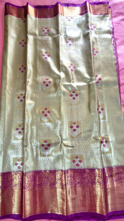 CREAM GOLDEN SILK SAREE