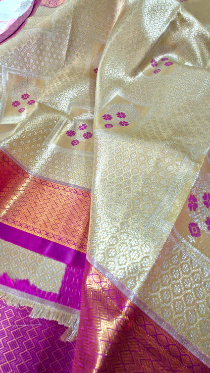 CREAM GOLDEN SILK SAREE