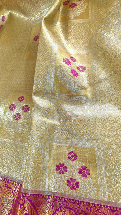 CREAM GOLDEN SILK SAREE