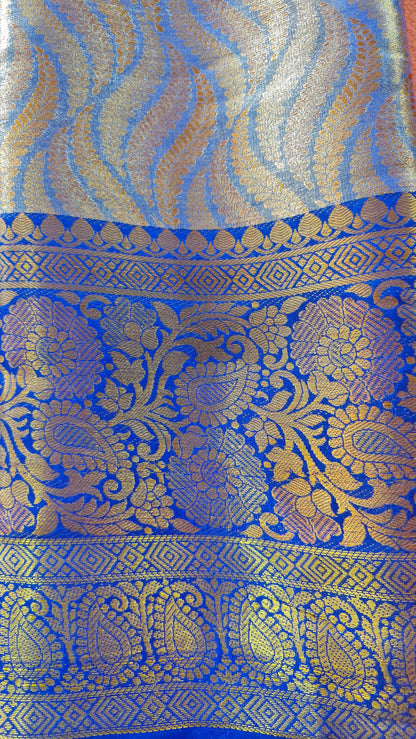 TEAL GREY SAREE
