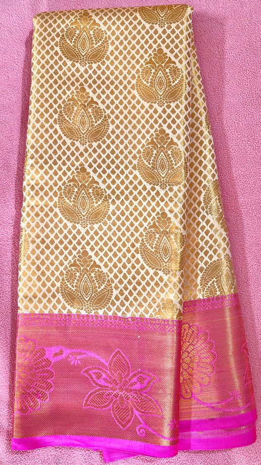 OFF-WHITE GOLDEN SILK SAREE