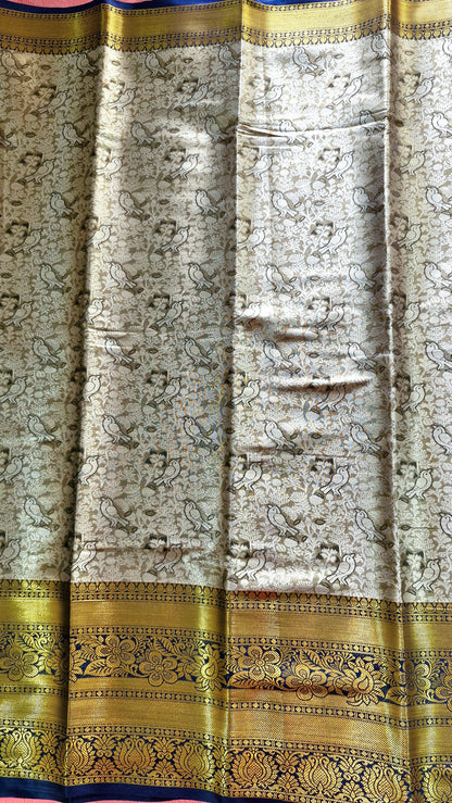 GREY TISSUE SILK SAREE