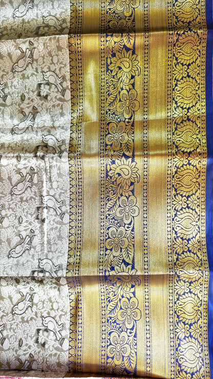 GREY TISSUE SILK SAREE